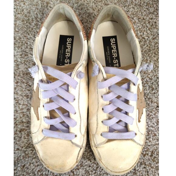 Golden Goose White and Pink Glitter Sneakers - Picture 4 of 16